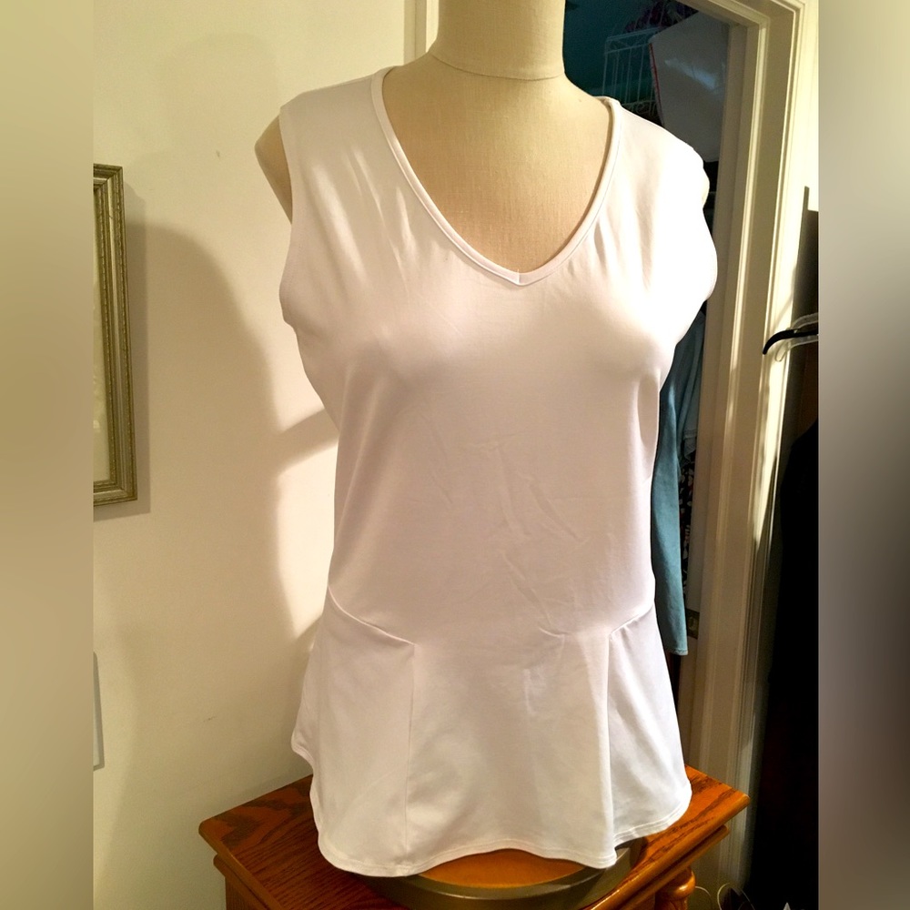 NY Collection White Peplum Tank Top